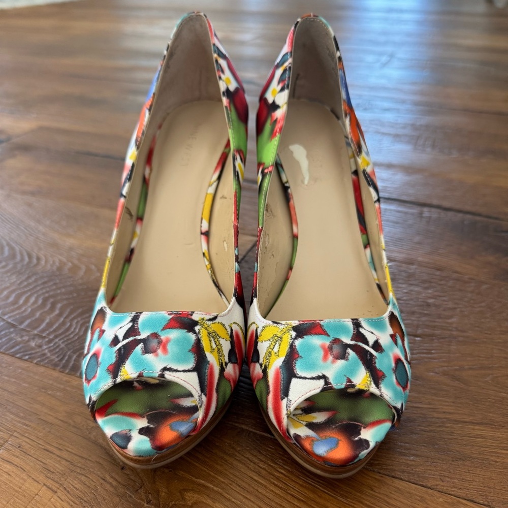 Nine West Colorful Floral Peep-Toe Heels - Picture 3 of 9